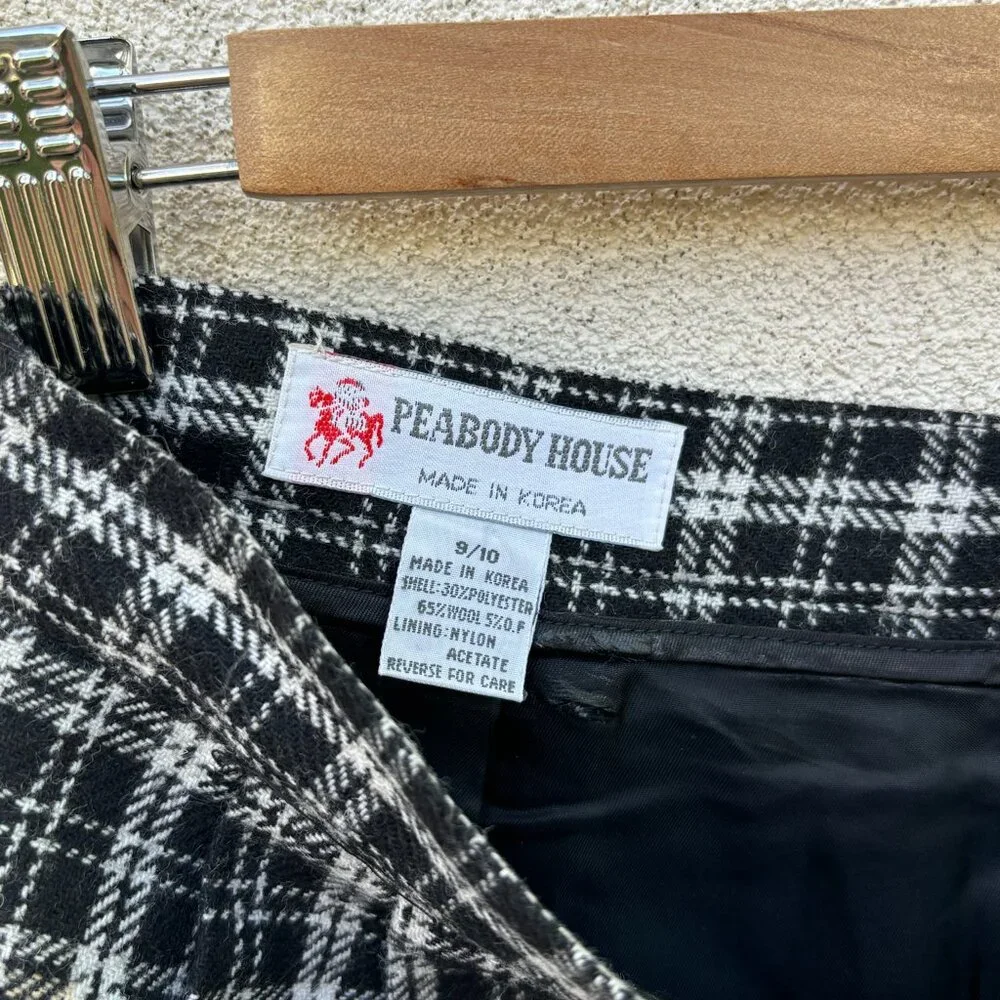 Black and White Wool Blend Gingham Plaid Skirt - Picture 5 of 5